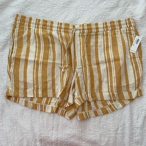 Old Navy Linen Mustard Yellow Striped Shorts